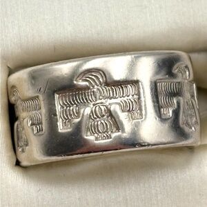 FRED HARVEY ERA STERLING SILVER 925 BELL TRADING POST 10mm THUNDERBIRD BAND